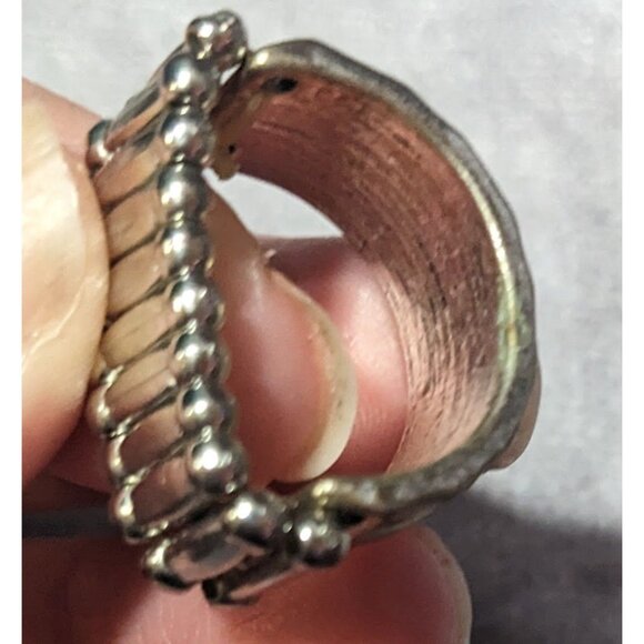 Brutalist Silver Tone Stretch Ring Size 7 - Picture 13 of 13